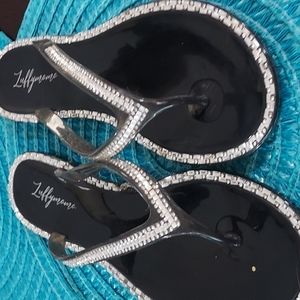 Black and Rhinestone Sandals